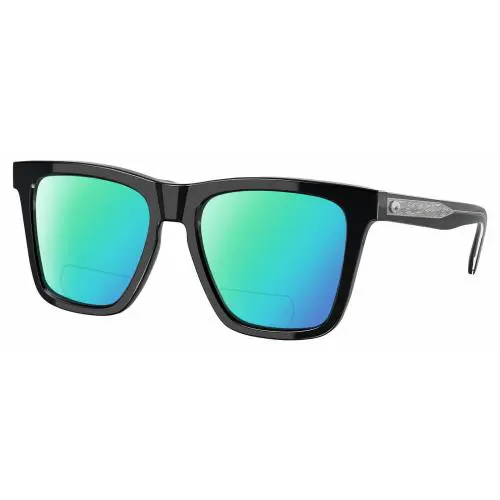 Keramas Unisex Polarized Bifocal Sunglass Black Silver 54mm 41 Opt Green Mirror by Costa Del Mar