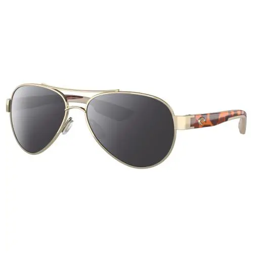 Costa Del Mar Loreto Women`s Pilot Polarized Sunglasses Rose Gold Tortoise 56 mm - Frame: Multicolor, Lens: Smoke Grey Polar