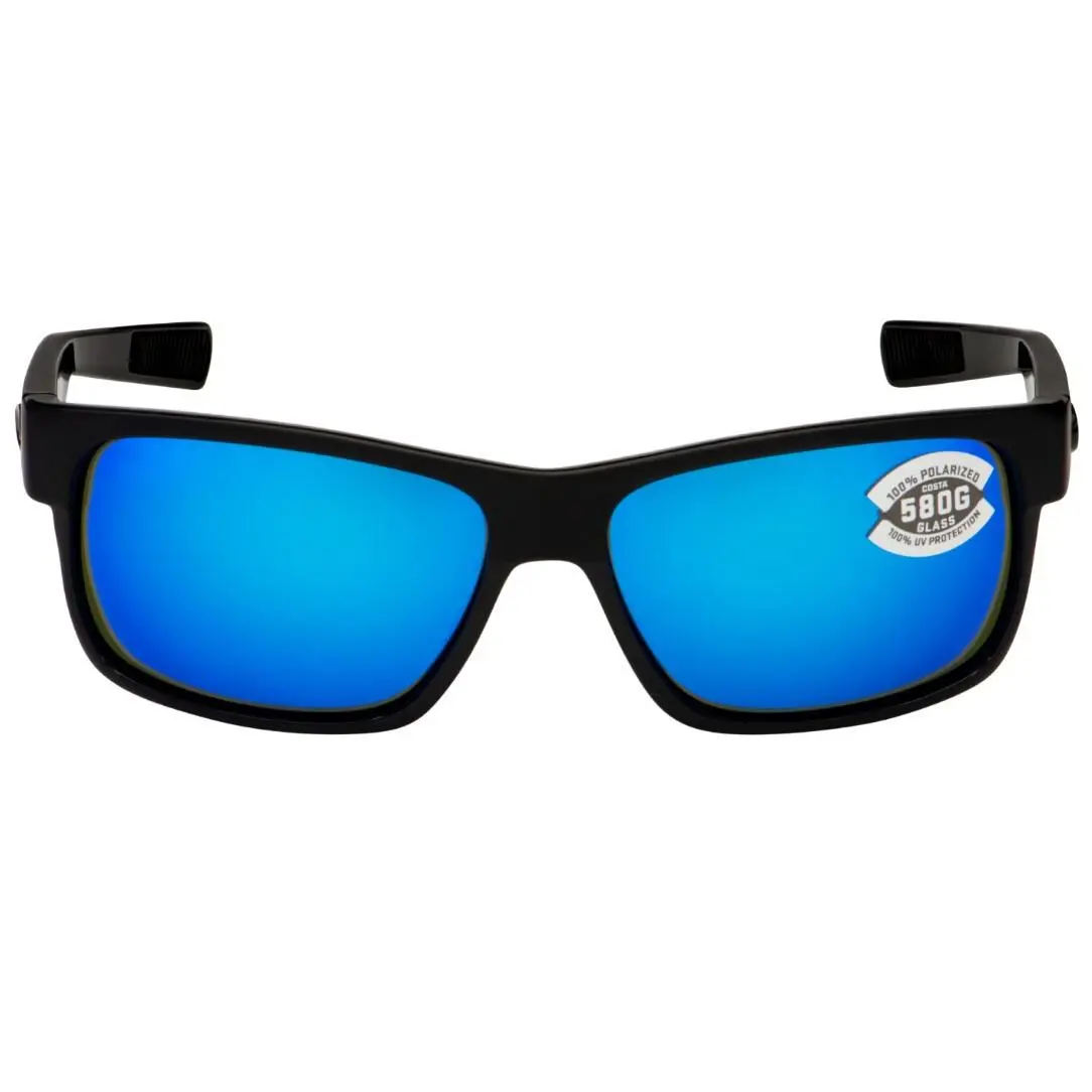 Half Moon Sunglasses Shiny Black/matte Black/blue Mirror 580Glass by Costa Del Mar