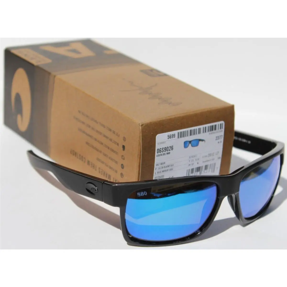 Costa Del Mar Half Moon 580G Polarized Sunglasses Black/blue Mirror 580 - Frame: Black, Lens: Blue