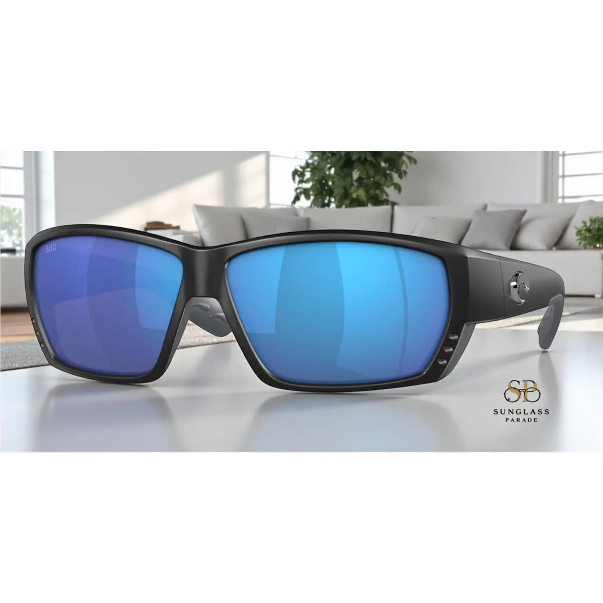 6S9009 27 Tuna Alley Matte Black Blue Mirror 62 mm Mens Sunglasses by Costa Del Mar
