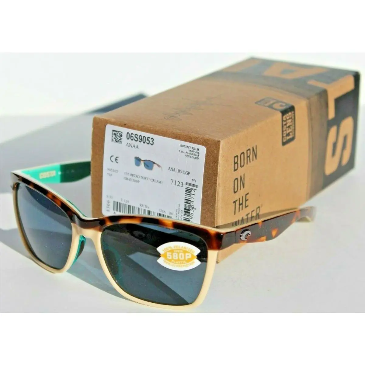 Costa Del Mar Anaa Polarized Sunglasses Retro Tortoise/cream/mint/gray 580P - Frame: Green, Lens: Gray