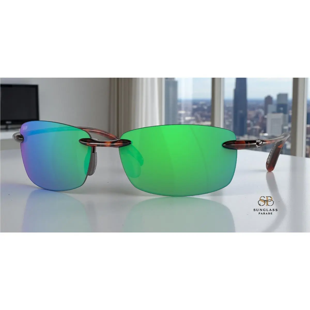 Costa Del Mar 6S9071 03 Ballast Tortoise Green Mirror 60 mm Men`s Sunglasses - Frame: Multicolor, Lens: Green