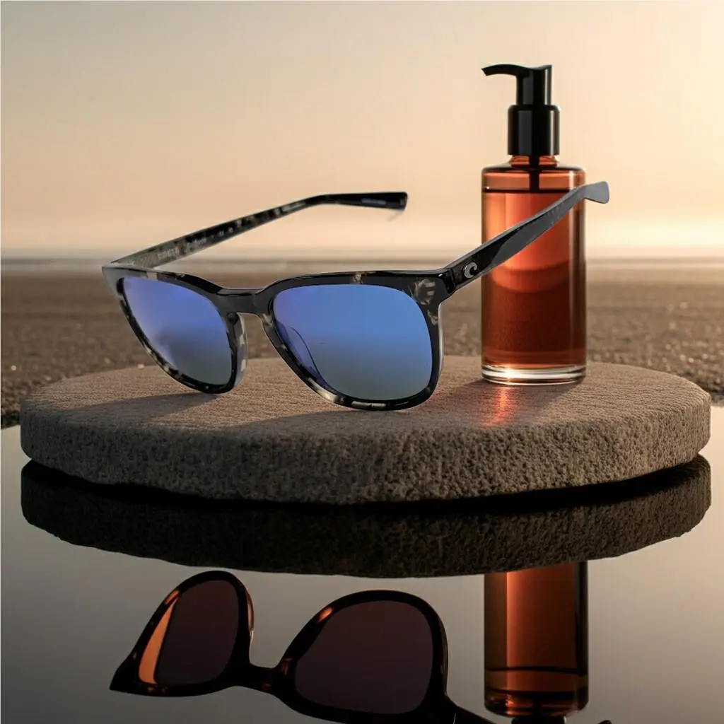 Costa Del Mar 06S2002 Sullivan 223 Shiny Black Kelp Blue Mirror 580 Glass Lens