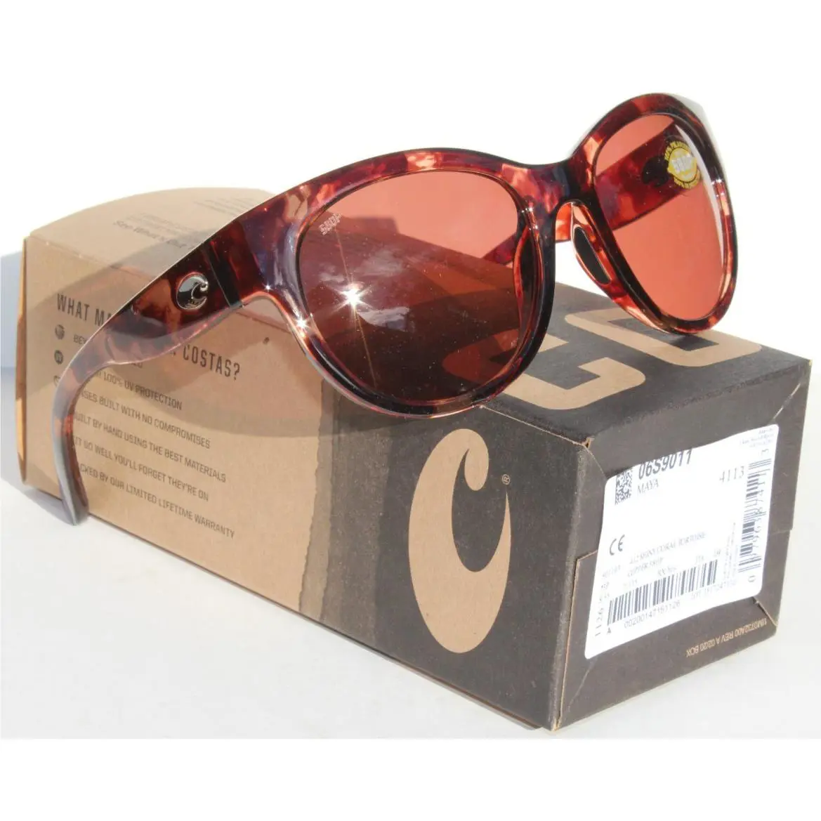 Costa Del Mar Maya Polarized Sunglasses Shiny Coral Tortoise/copper 580P