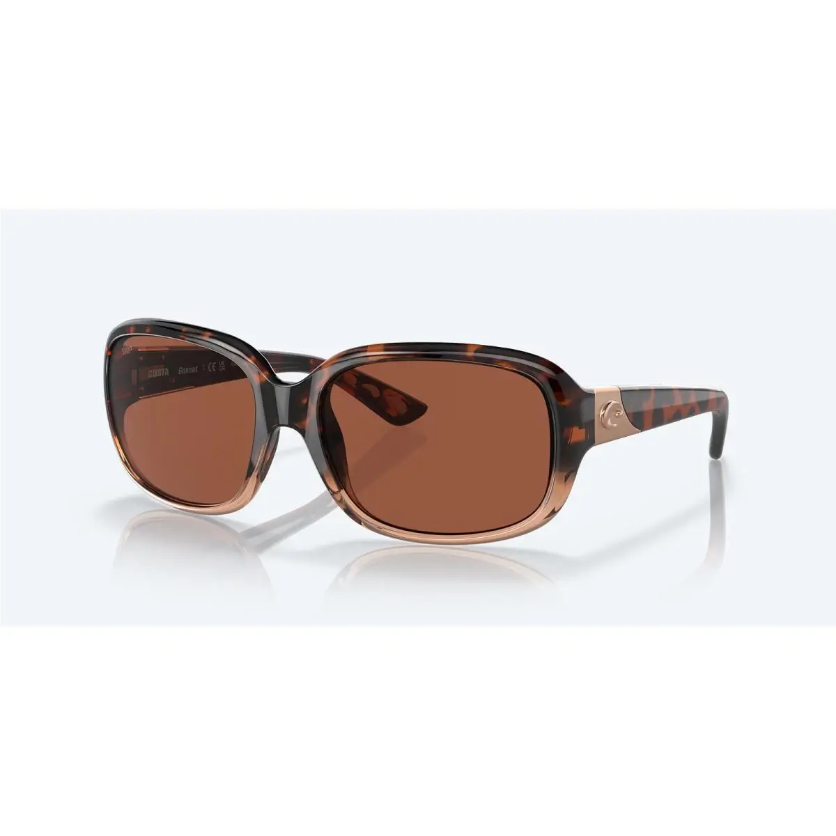 Costa Del Mar Sunglasses Gannet Tortoise Fade Copper 580P Plastic Polarized Lens - Frame: Brown, Lens: Brown