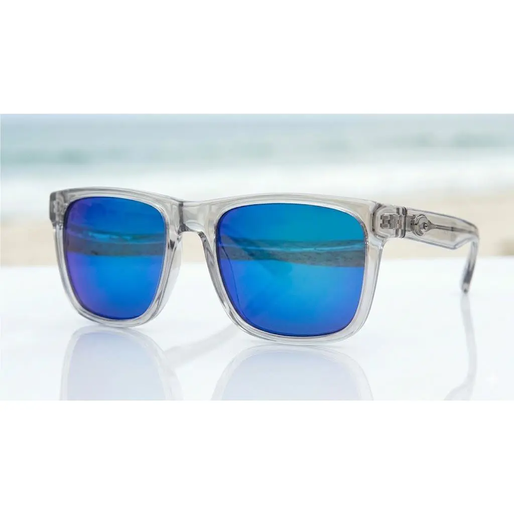 Costa Del Mar 06S2003 Tybee Shiny Light Gray Crystal Blue Mirror 580 Glass Lens - Frame: Gray, Lens: Blue