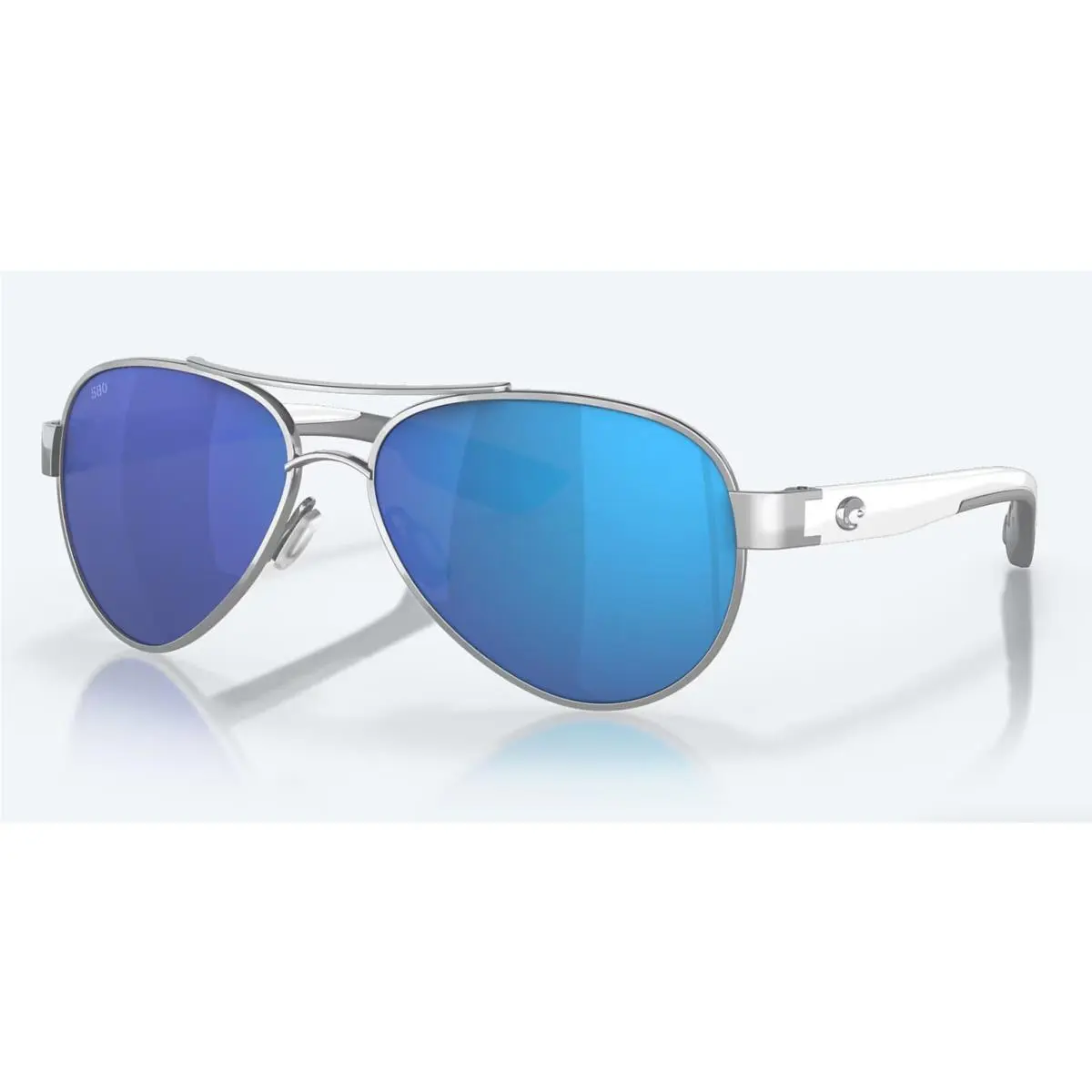 Costa Del Mar Loreto Palladium / Blue Mirror Polarized Glass 580G - Frame: White, Lens: Blue