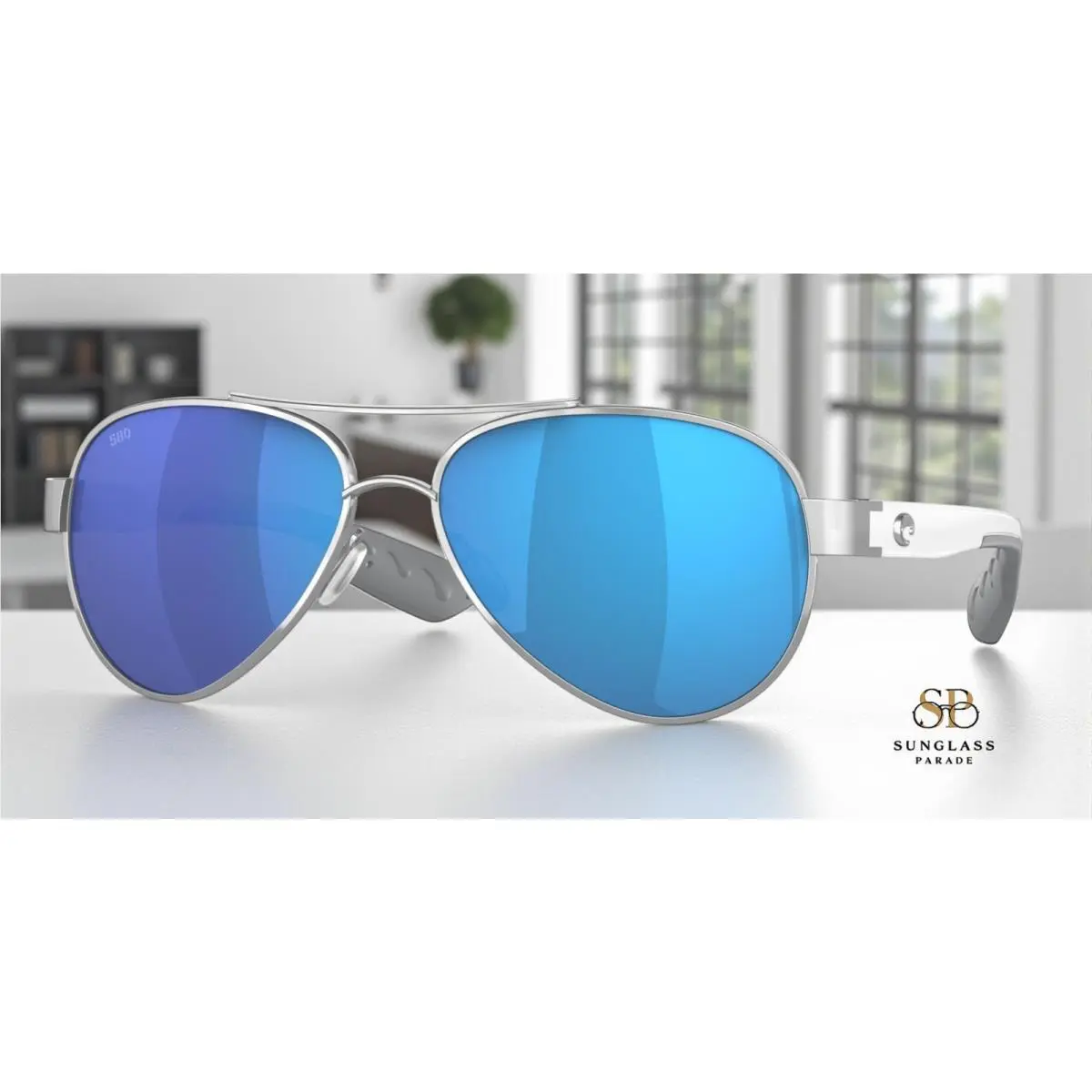 Costa Del Mar 6S4006 14 Loreto Palladium Blue Mirror 56 mm Women Sunglasses 580G - Frame: White, Lens: Blue