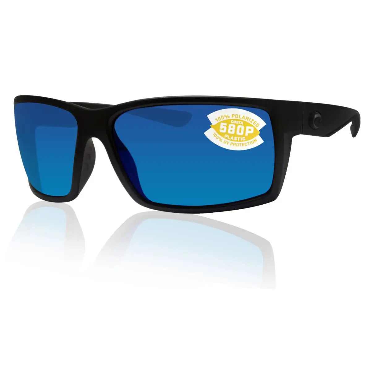 Costa Del Mar Reefton Blackout Blue Mirror 580P Plastic Polarized RFT01OBMP - Frame: Blackout, Lens: Blue Mirror