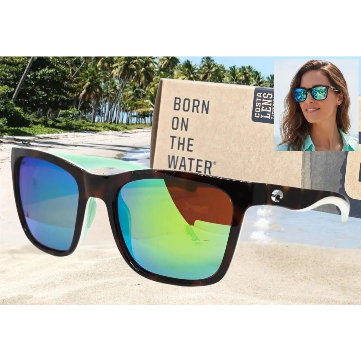 Costa Del Mar Shiny Tortoise/green Mirror Panga Polarized 580P Sunglasses