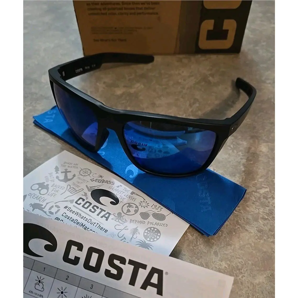 Costa Del Mar 6s9002-2659 Ferg Matte Black / Blue Glass Polar Lens Sunglasses