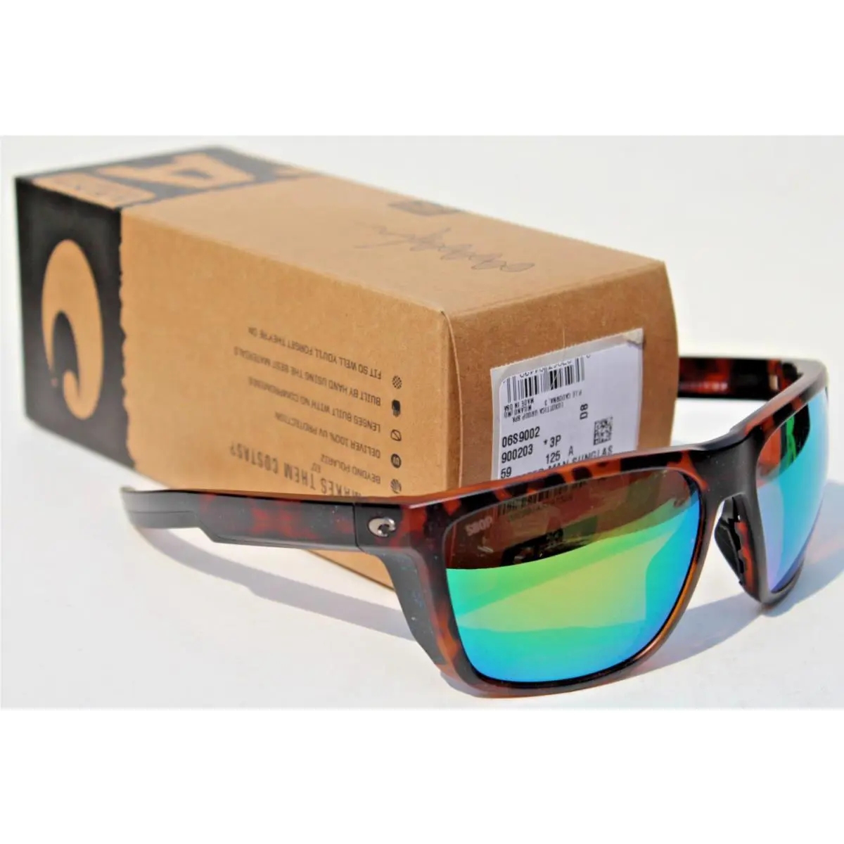 Costa Del Mar Ferg Polarized Sunglasses Matte Tortoise/green Mirror 580P - Frame: Brown, Lens: Green