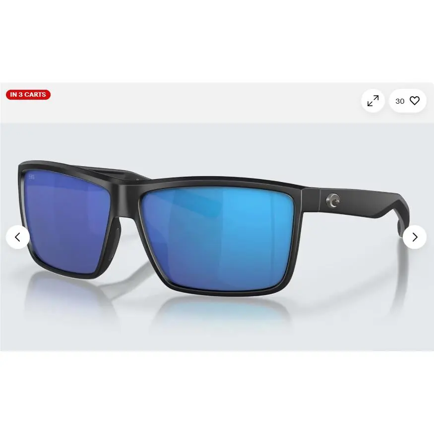 Costa Del Mar Rinconcito Men`s Polarized Blue Mirror Sunglasses RIC11OBMGLP 580G - Frame: Black, Lens: Blue, Manufacturer: Matte Black / Blue Mirror