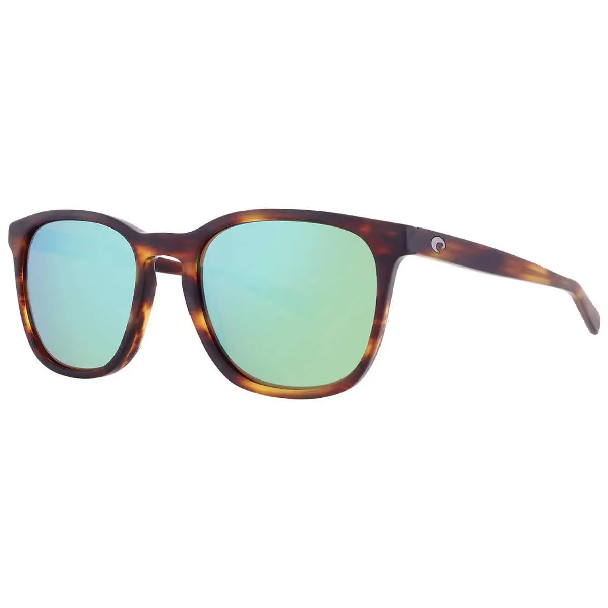 Costa Del Mar Sullivan Green Mirror Polarized Glass Square Unisex Sunglasses - Brown, Frame: Brown, Lens: Green