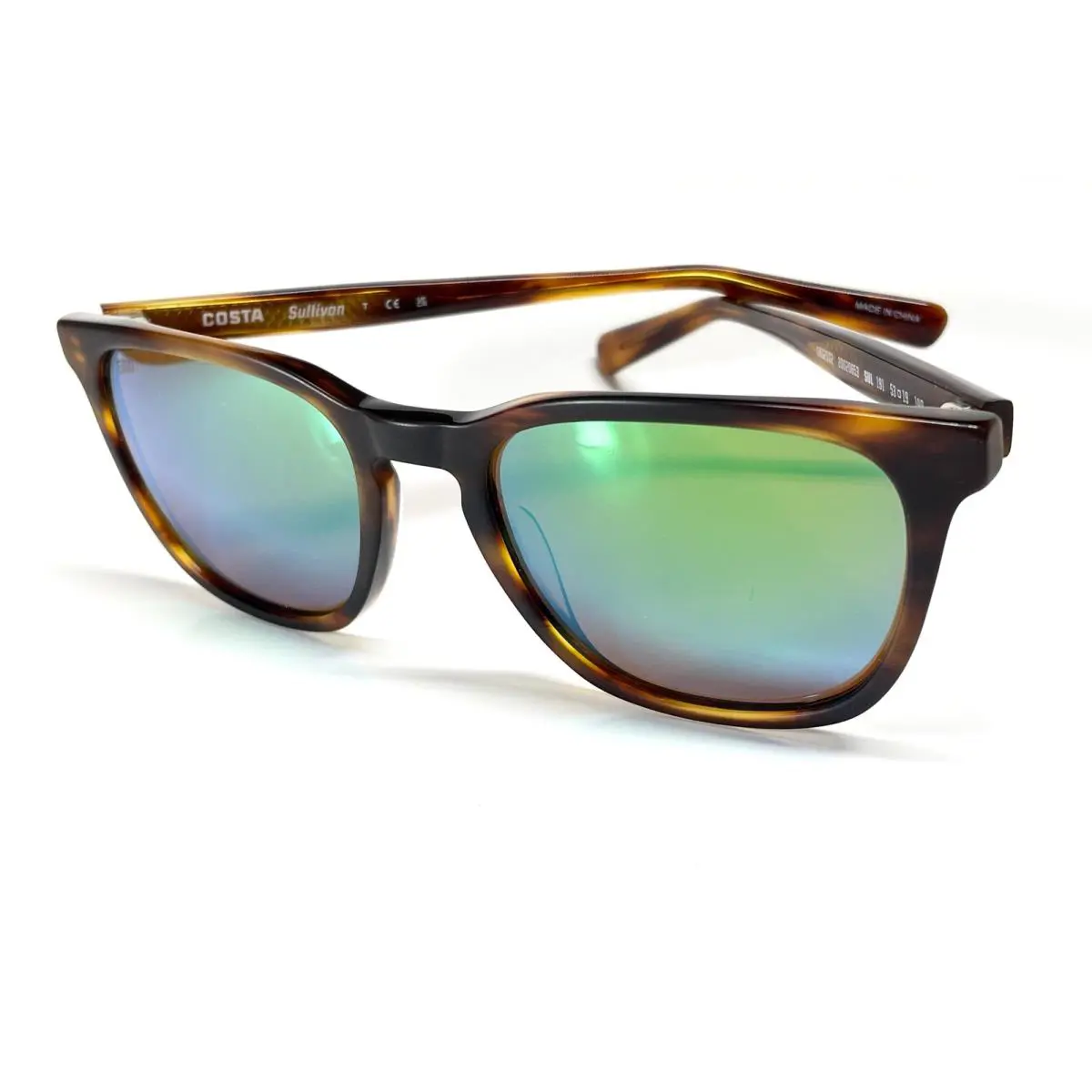 Costa Del Mar Sullivan Tortoise Frame Green Mirror 580 Glass Lens - Frame: Brown, Lens: Green