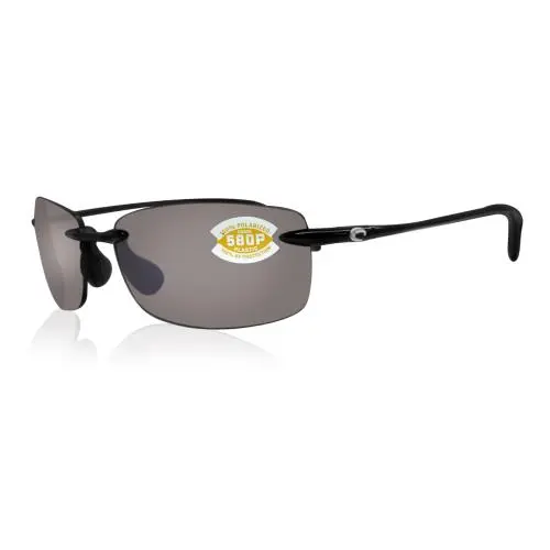 Costa Del Mar Ballast Shiny Black Frame Gray 580P Plastic Polarized Lens