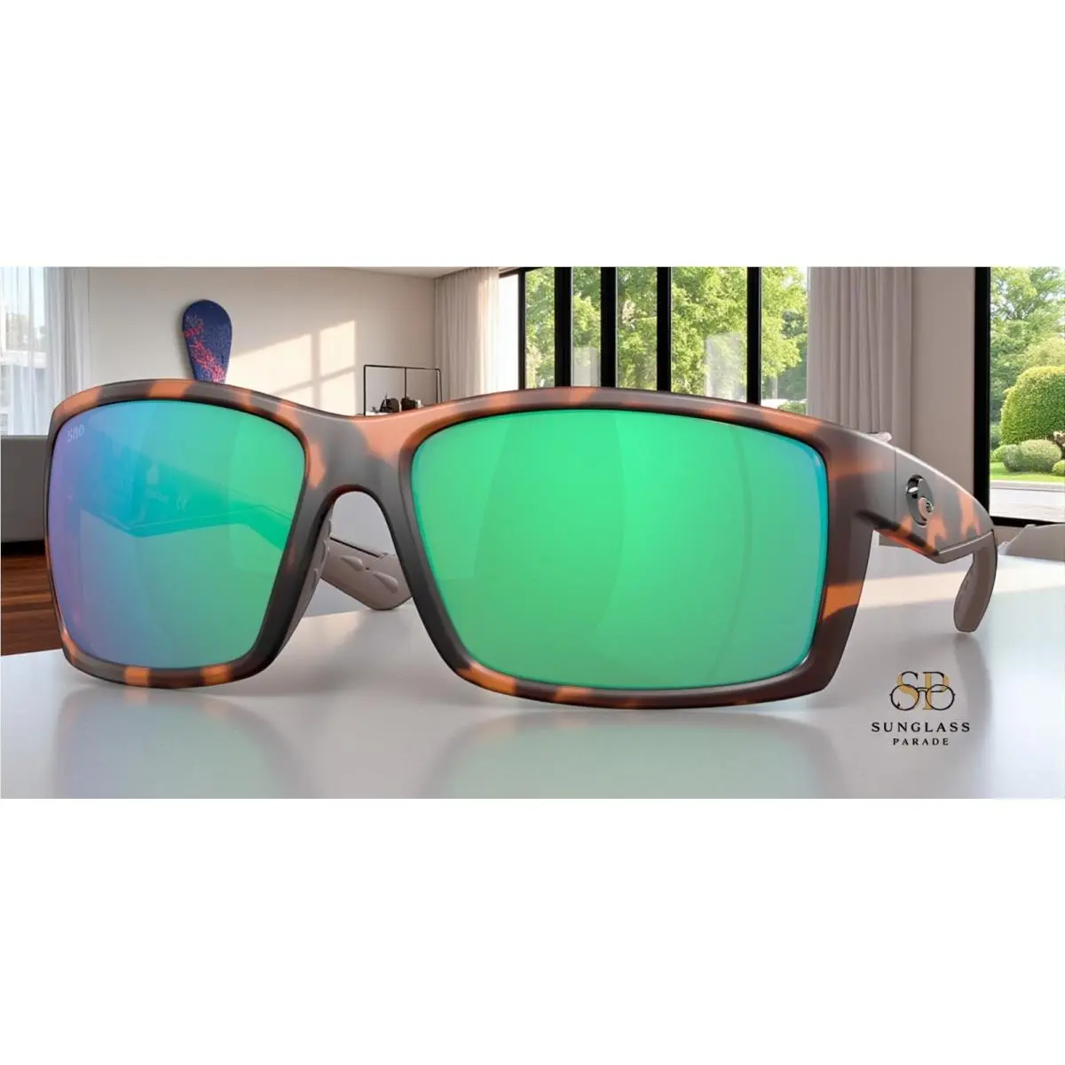 Costa Del Mar 6S9007 31 Reeftmt Retro Tortoise Green Mir 64 mm Men`s Sunglasses - Frame: Green, Lens: Green