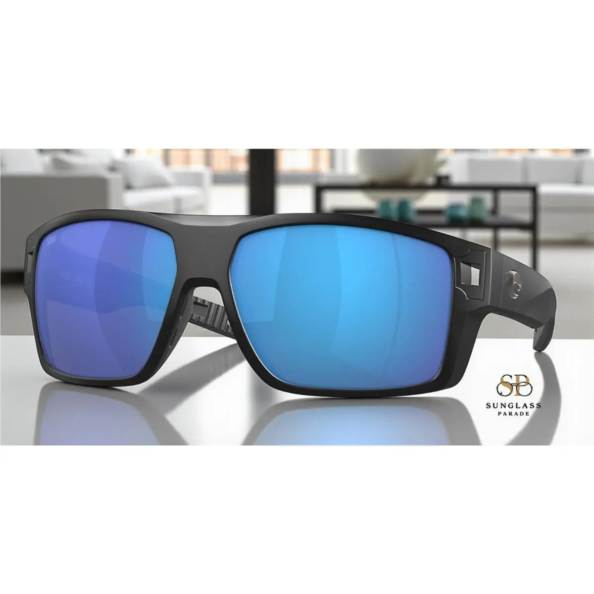 Costa Del Mar 6S9034 01 Diego Matte Black Blue Mirror 62 mm Men`s Sunglasses - Frame: Black, Lens: Blue