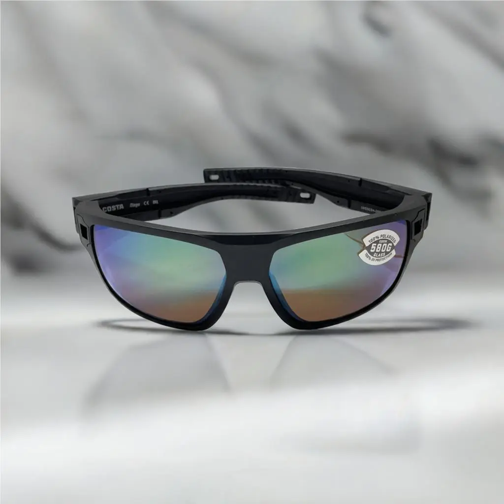 Costa Del Mar Diego Matte Black Frame Green Mirror 580G Glass Lens - Frame: Black, Lens: Green Mirror