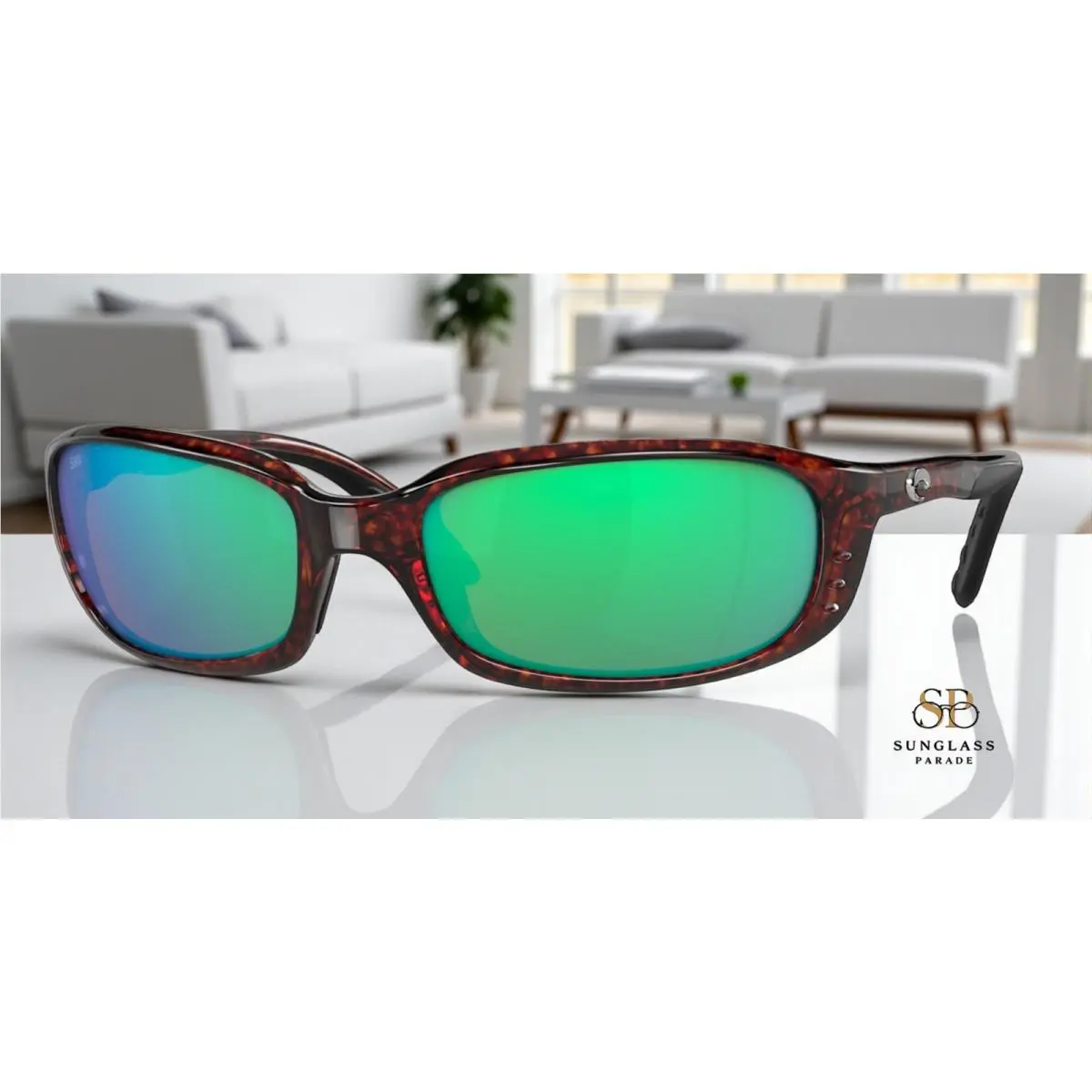 Costa Del Mar 6S9017 12 Brine Tortoise Green Mirror 59 mm Men`s Sunglasses - Frame: Multicolor, Lens: Green