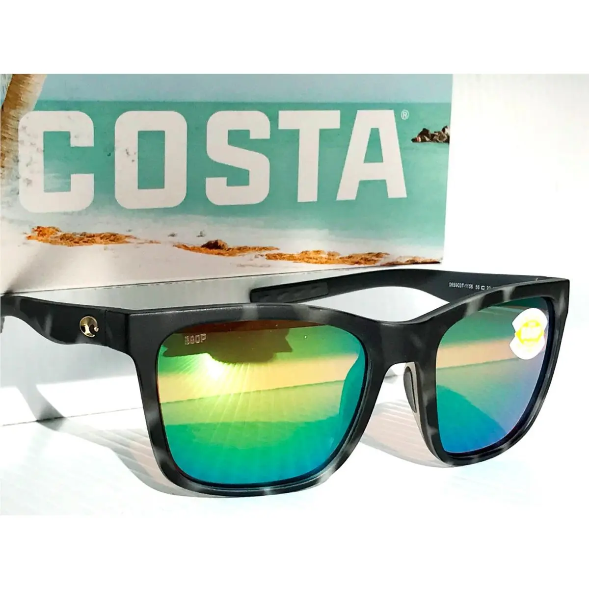 Costa Del Mar Panga Matte Grey Tort Polarized Green Mirror 580P Sunglass Pag 25 - Frame: tortoise, Lens: Green