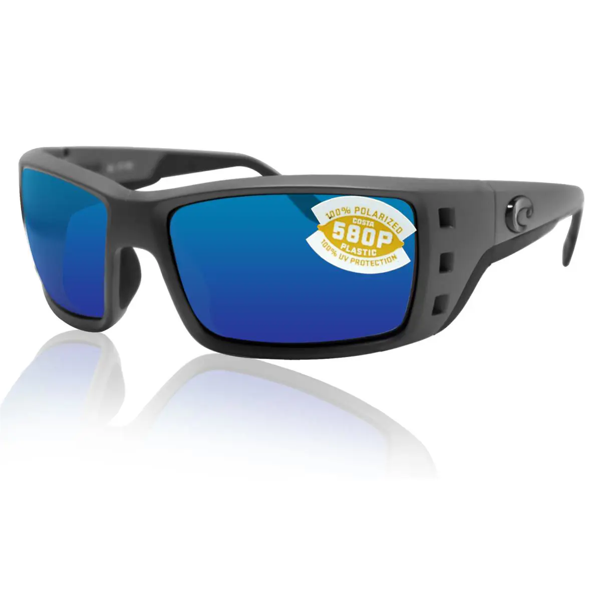 Costa Del Mar Permit Matte Gray Frame Blue Mirror 580 Plastic Polarized Lens - Frame: Gray, Lens: Blue