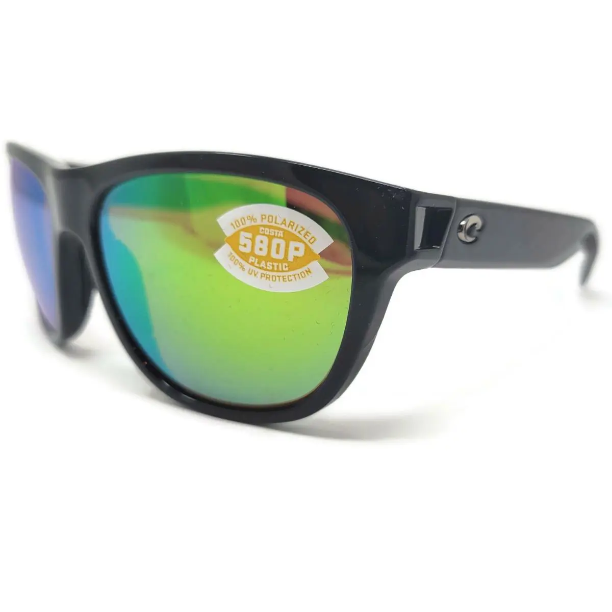 Costa Del Mar Bayside Sunglasses Shiny Black Polar Green Mirror 580P Bay 11 Ogmp - Frame: Black, Lens: Green