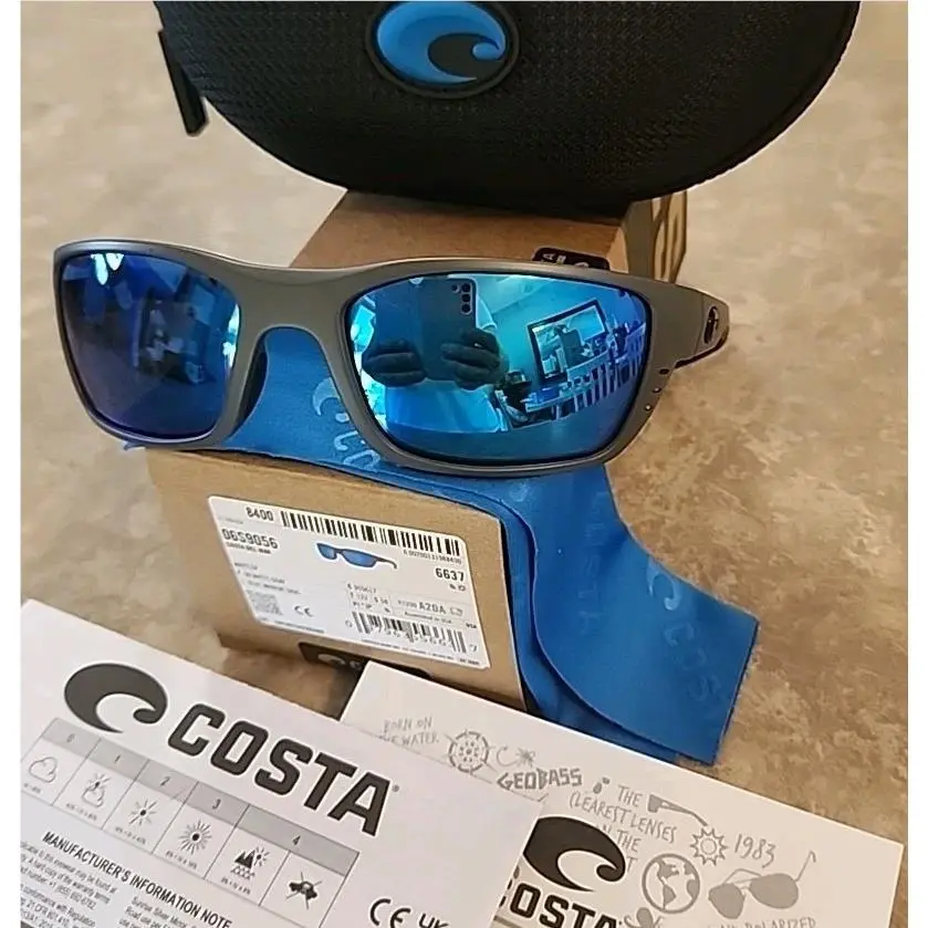 Costa Del Mar Whitetip Sunglasses Wtp 98 Obmglp 580G Grey Blue Mirror Polarized - Frame: Gray, Lens: Blue