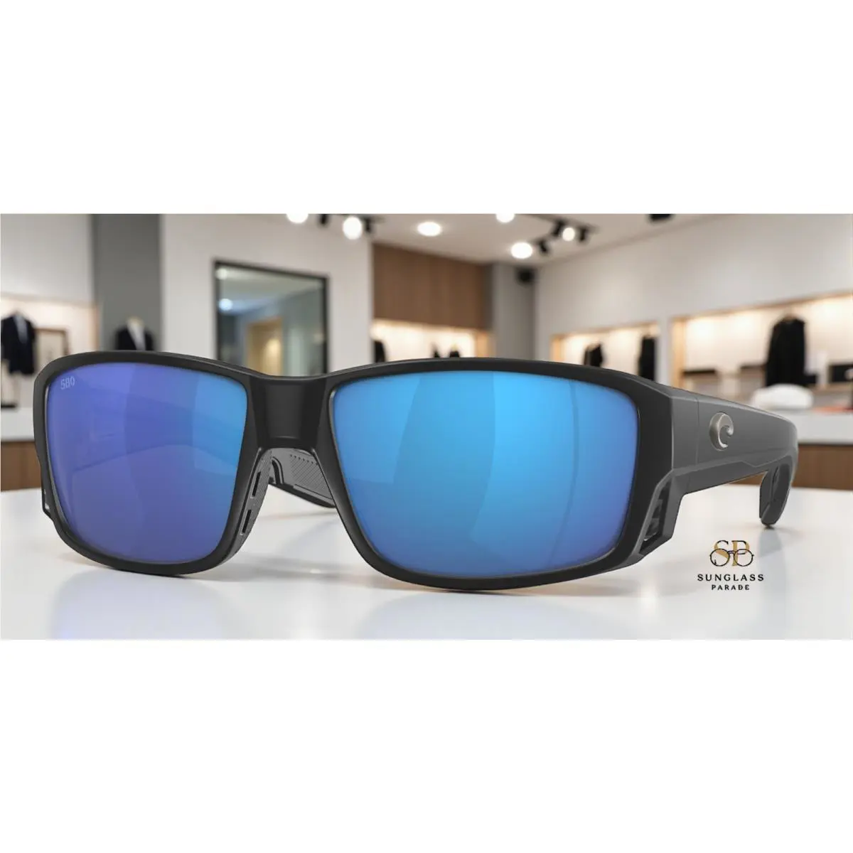 Costa Del Mar 6S9105 01 Tuna Alley Pro Black Blue Mirror 60 mm Men`s Sunglasses - Frame: Black, Lens: Blue