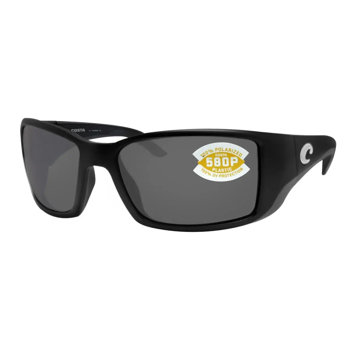 Costa Del Mar Blackfin Matte Black Frame Gray 580 Plastic Polarized Lens
