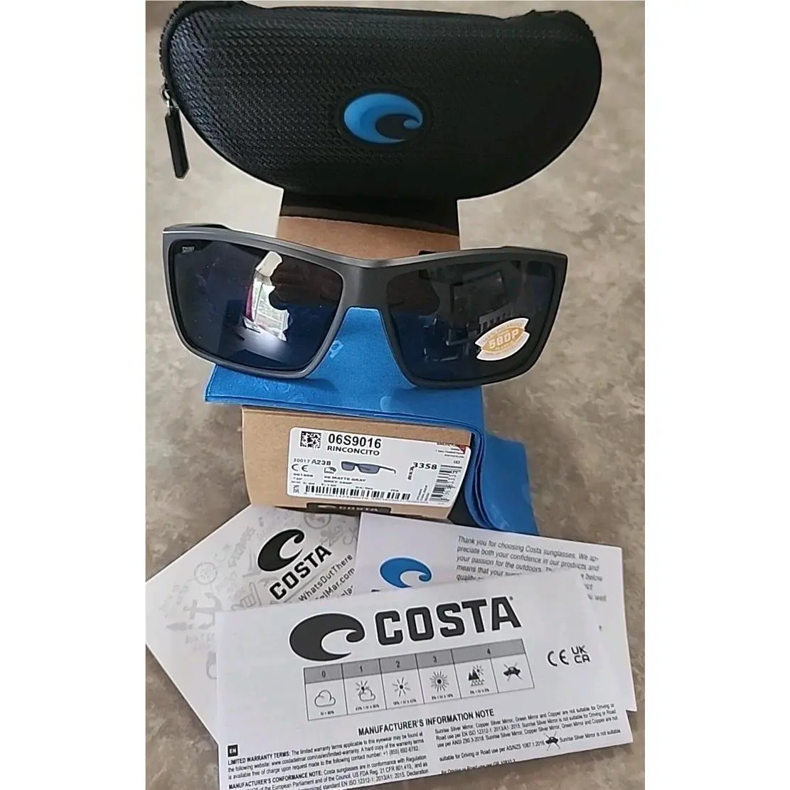 Costa Del Mar 06S901608 60mm 580P Men`s Rinconcito Rectangular Sunglasses