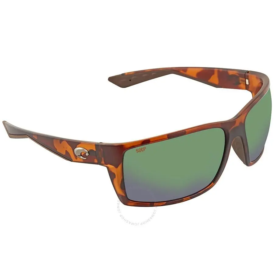 Costa Del Mar Rft 66 Ogmp Reefton Sunglasses Matte Retor Tortoise Green 580P 64 - Frame: Green, Lens: Green