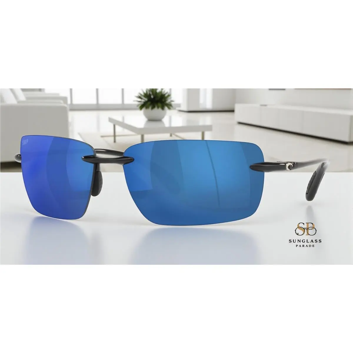6S9074 04 Gulf Shore Shiny Black Blue Mirror 66 m Men`s Sunglasses by Costa Del Mar