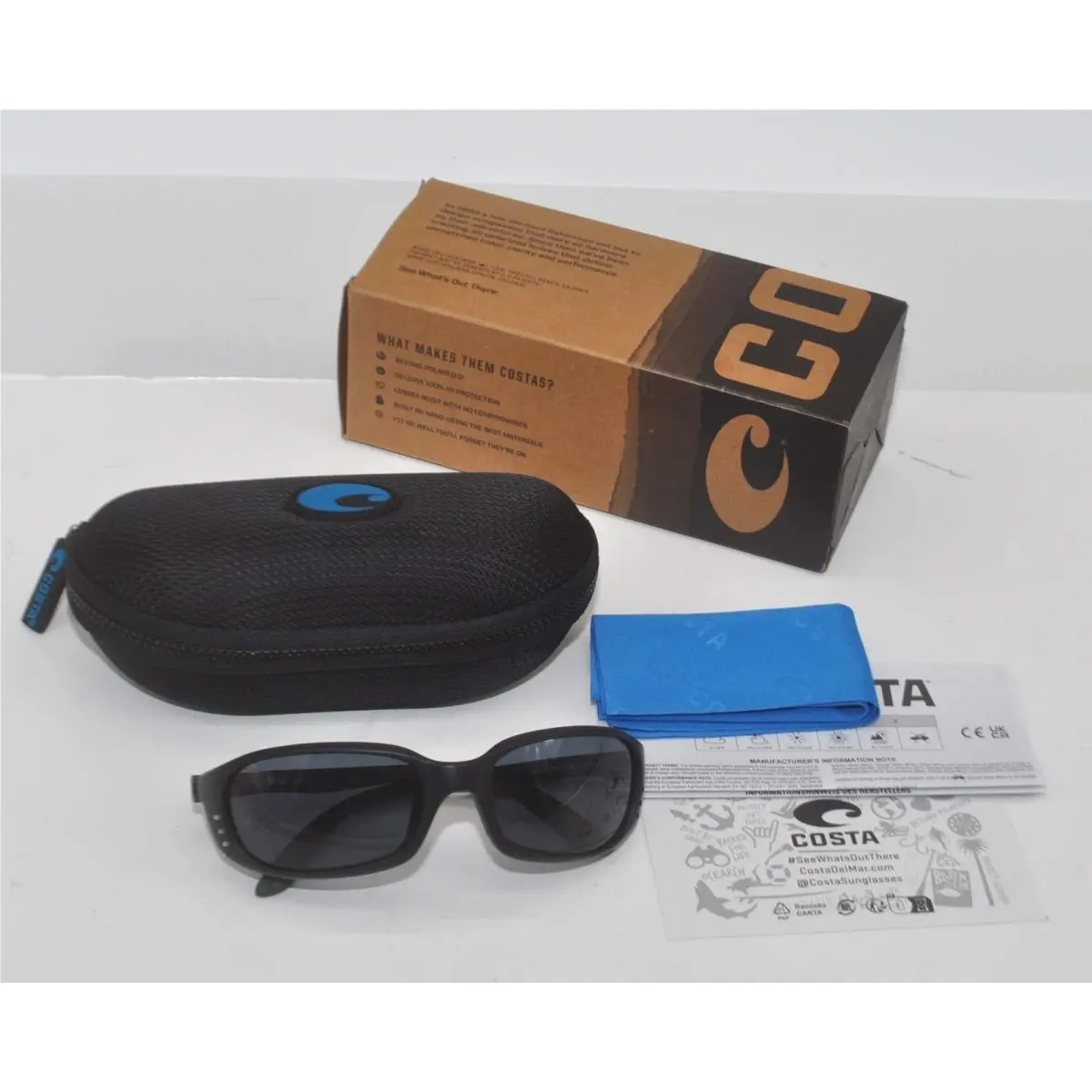 Costa Del Mar Sunglasses Brine Matte Black / Grey Polarized 580P - Frame: Black, Lens: Gray