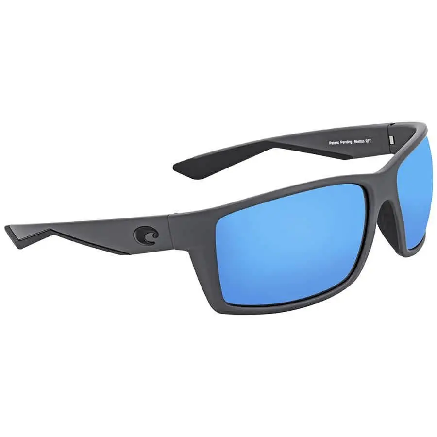Costa Del Mar Reefton Blue Mirror Polarized Glass Men`s Sunglasses Rft 98 Obmglp - Grey, Frame: Gray, Lens: Blue