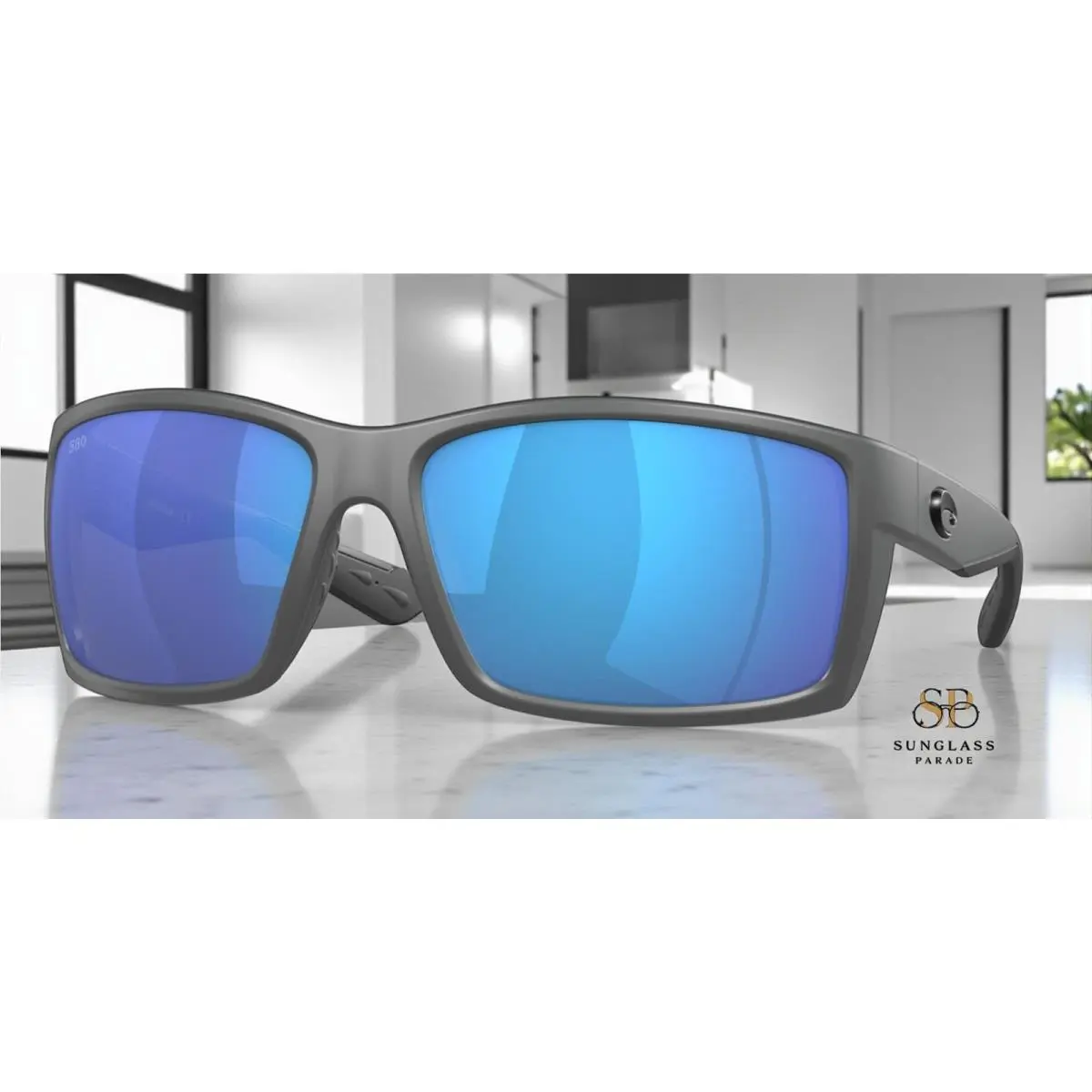 Costa Del Mar 6S9007 33 Reefton Matte Gray Blue Mirror 64 mm Men`s Sunglasses