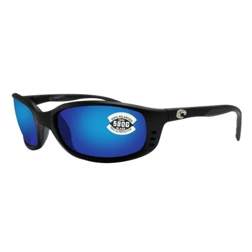 Costa Del Mar Brine Matte Black Frame Blue Mirror 580 Glass Polarized Lens - Frame: Black, Lens: Blue Mirror
