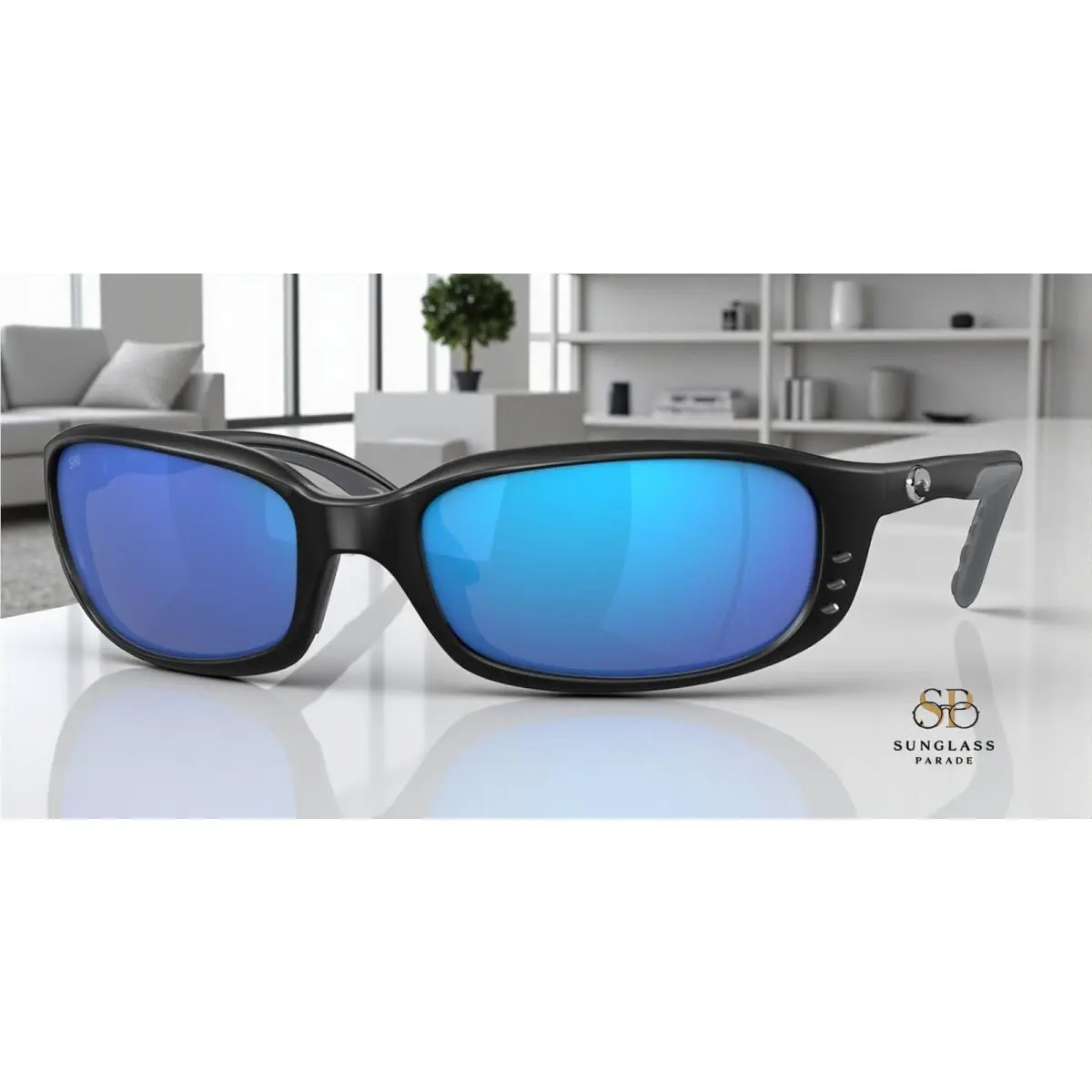 Costa Del Mar 6S9017 14 Brine Matte Black Blue Mirror 59 mm Men`s Sunglasses - Frame: Black, Lens: Blue