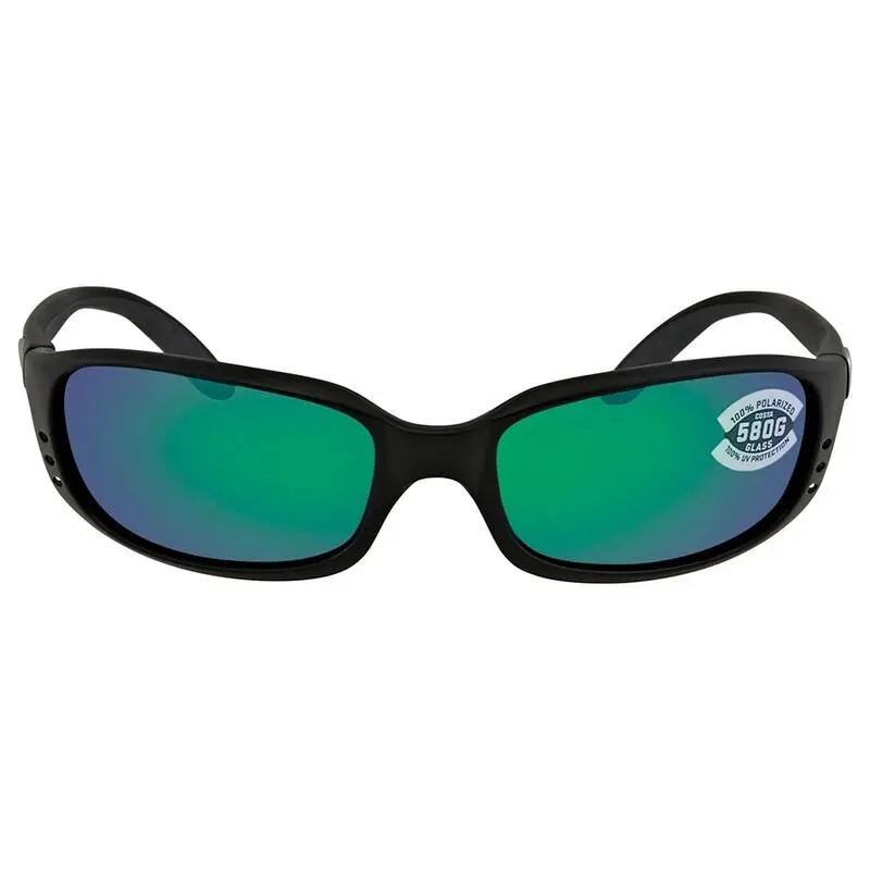 Costa Del Mar BR 11 Ogmglp Brine Sunglasses Green Mirror Polarized 580G 59mm - Frame: Black, Lens: Green