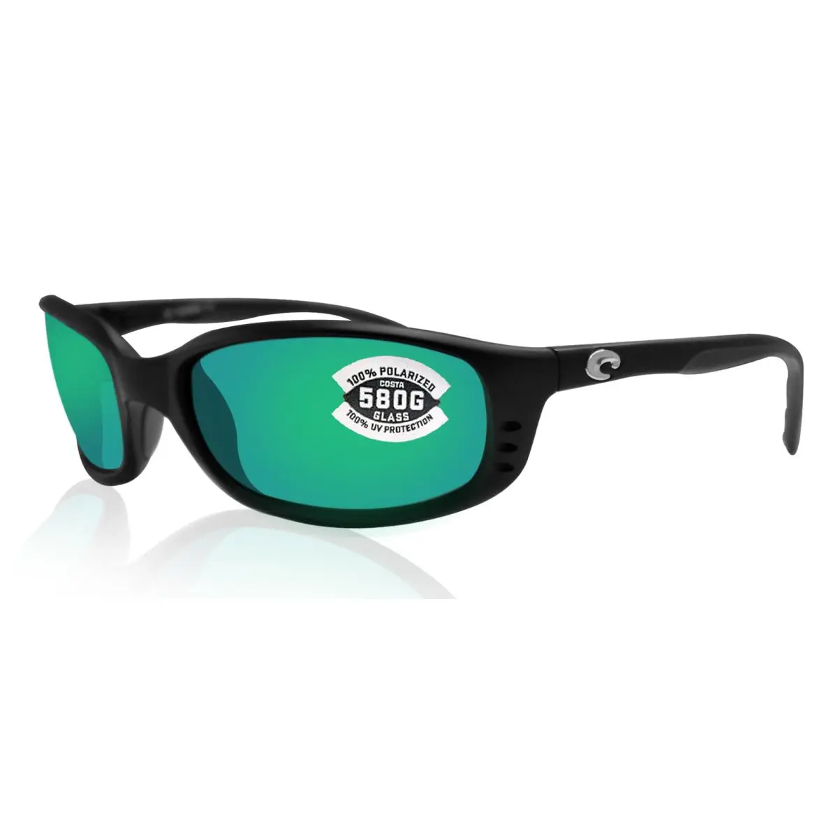 Costa Del Mar Brine Matte Black Frame Green Mirror 580 Glass Polarized Lens - Frame: Matte Black, Lens: Green Mirror