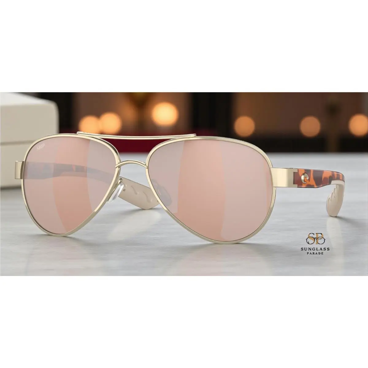 Costa Del Mar Loreto Brushed Gold Frame Mirror Glass Polarized Lens - Frame: Gold, Lens: Gold Mirror