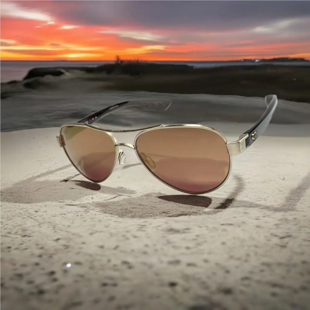 Costa Del Mar Loreto Brushed Gold Frame Mirror Glass Polarized Lens - Frame: Gold, Lens: Gold Mirror