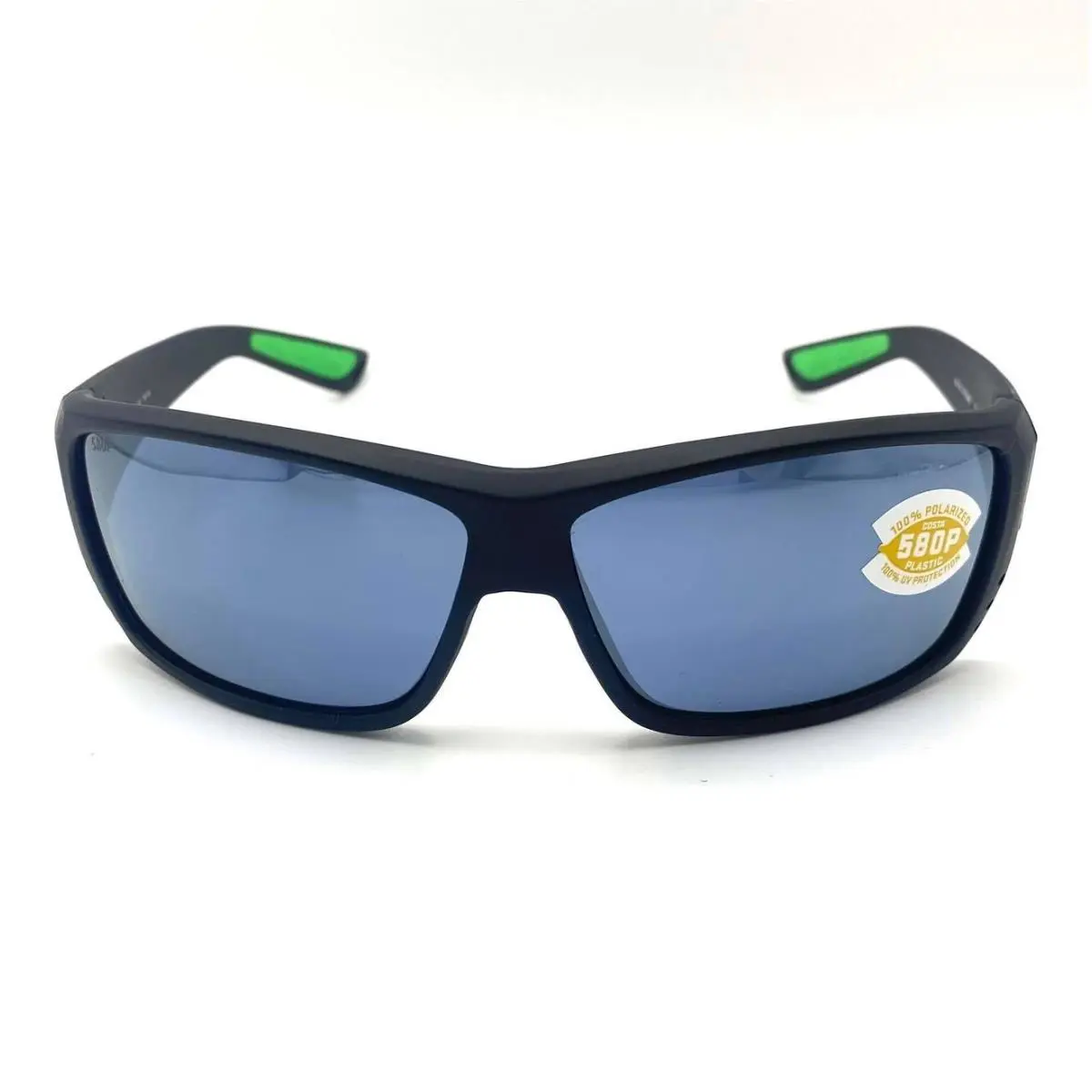 Costa Del Mar Cat Cay Sunglass Matte Black W/green Logo/gray Silver Mirror 580P - Frame: Matte Black w/Green Logo, Lens: Gray Silver Mirror 580Plastic