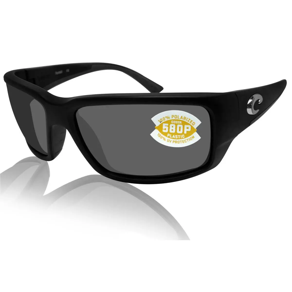 Costa Del Mar Fantail Matte Black Frame Gray 580P Plastic Polarized Lens - Matte Black / Gray, Frame: Matte Black, Lens: Gray