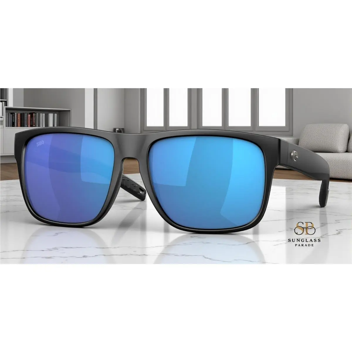 Costa Del Mar 6S9013 01 Spearo Xl Matte Black Blue Mirror 59 mm Men`s Sunglasses - Frame: Black, Lens: Blue
