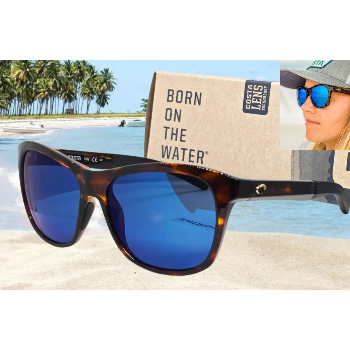 Tortoise/blue Mirror Vela Polarized 580P Sunglasses by Costa Del Mar