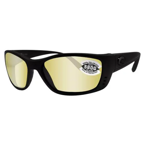 Costa Del Mar Fisch Blackout Frame Sunrise Silver Mirror 580 Glass Lens - Black/ Sunrise, Frame: Black, Lens: Silver
