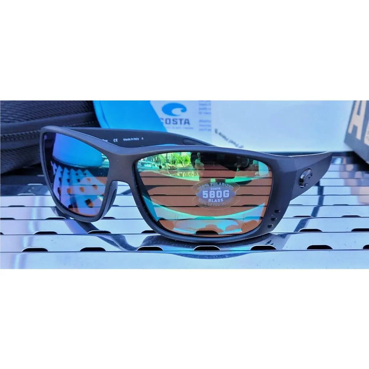 Costa Del Mar Cat Cay AT 01 Sunglasses Blackout w/ Green 580G Polarized