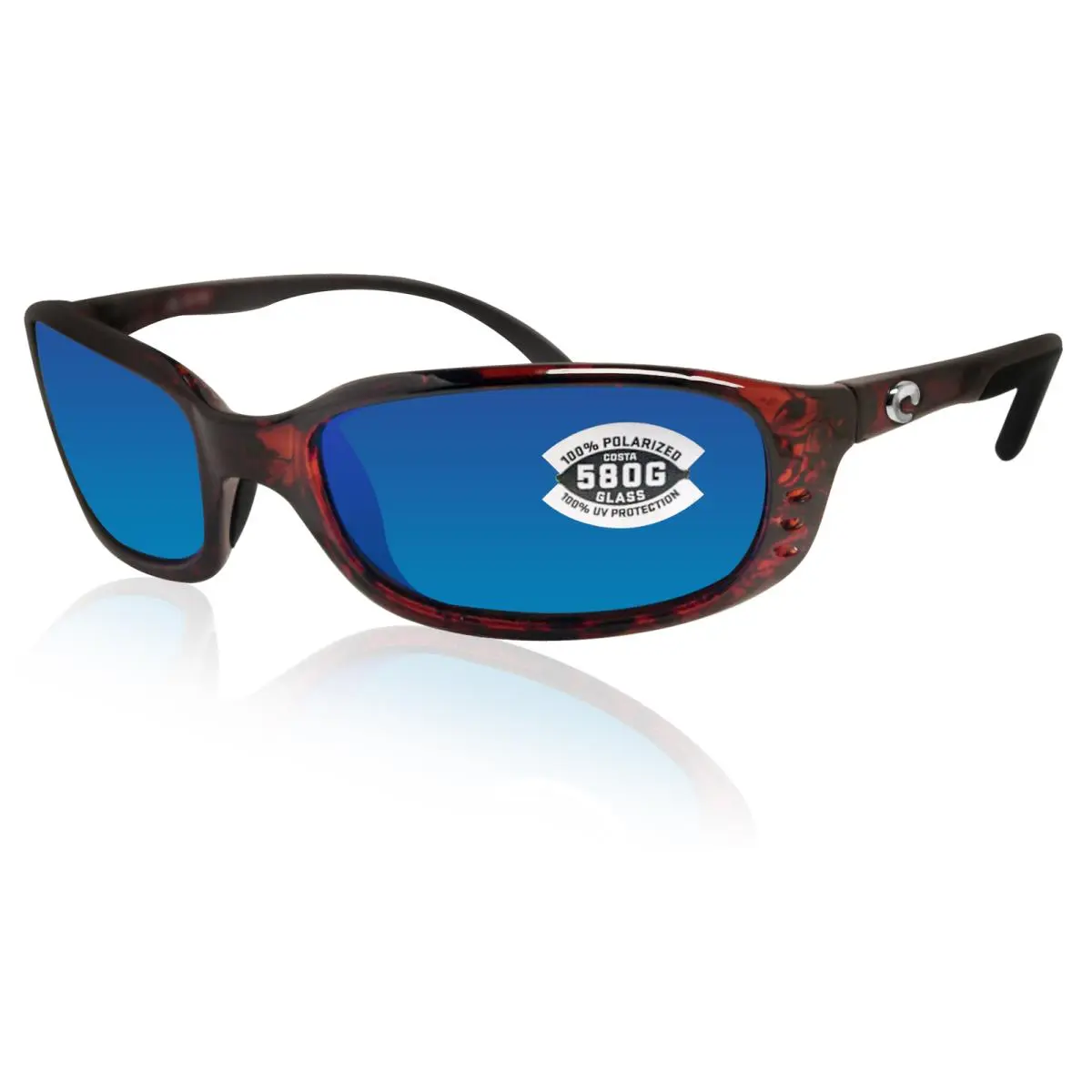 Costa Del Mar Brine Tortoise Frame Blue Mirror 580G Glass Polarized Lens